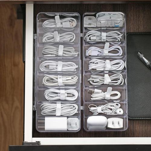 Dustproof storage and cable management box, central hub, organizer box, desk data cable storage box, mobile phone charging cable, power cable holder