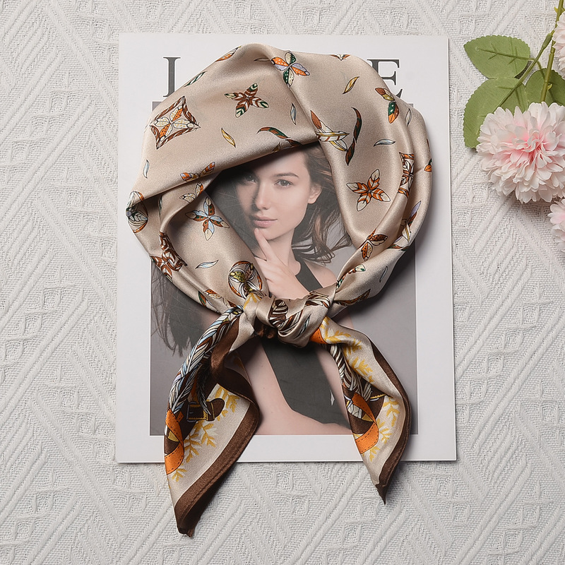 Hangzhou 100% Mulberry Silk Feather Silk Scarf Women's Shawl Silk Scarf Neck Scarf 70cm Square Scarf Light Luxury High-End Feel