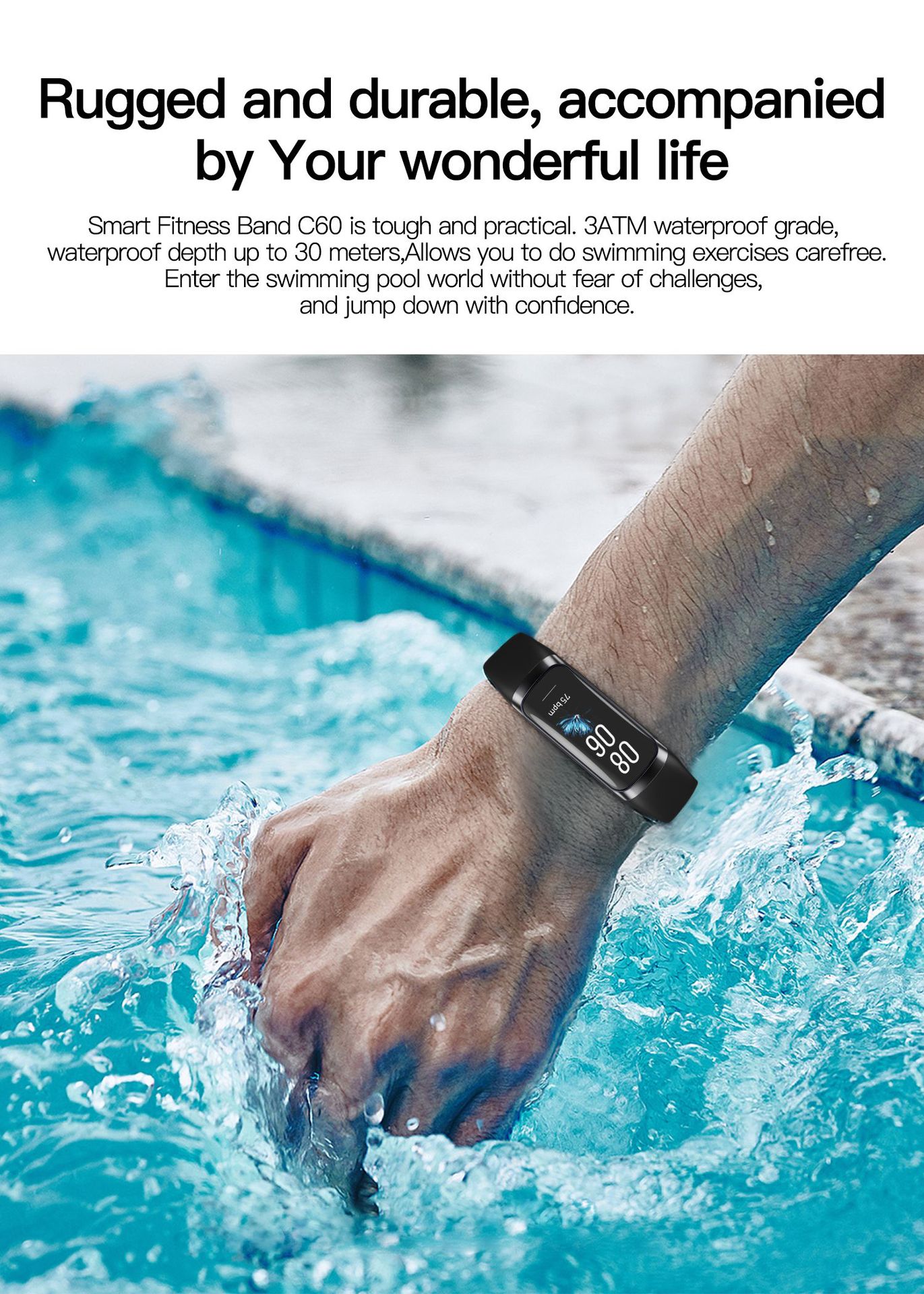 Cross-border C60 smart bracelet 1.1 "AMOLED HD temperature heart rate blood pressure blood oxygen measurement sports watch undefined