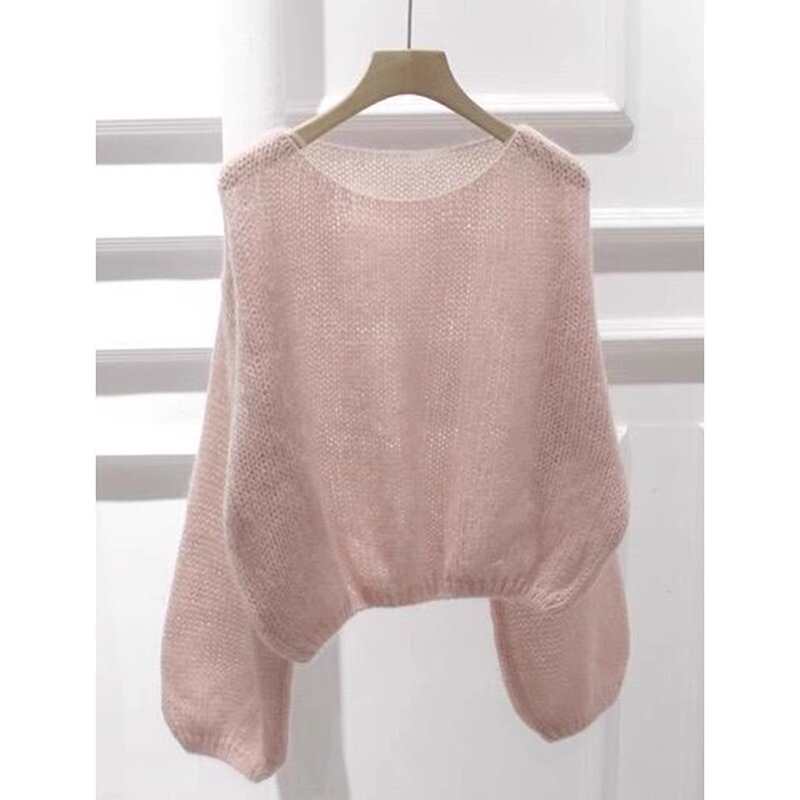 S285 # 2025 New Autumn and Winter Super Nice and Gentle Pink Mohair Knitwear Round Neck Knitwear Top for Women