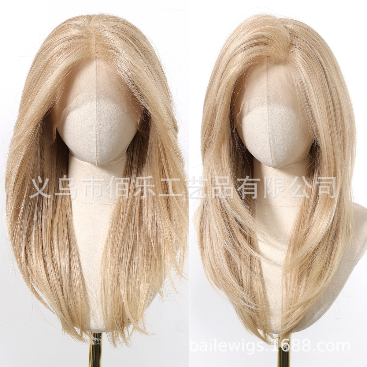 Gran área de encaje pelucas 13 * 6 capas doradas de cabello largo recto cubierta de cabeza europea y americana spot wiglace transfronterizo image 3