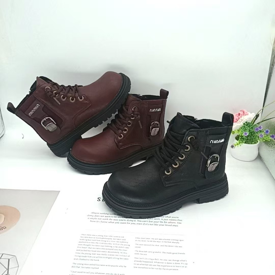 Niñas botas Martin para niños otoño invierno 2025 nuevas botas de moda para niños británicos botas de cuero para niños pequeños