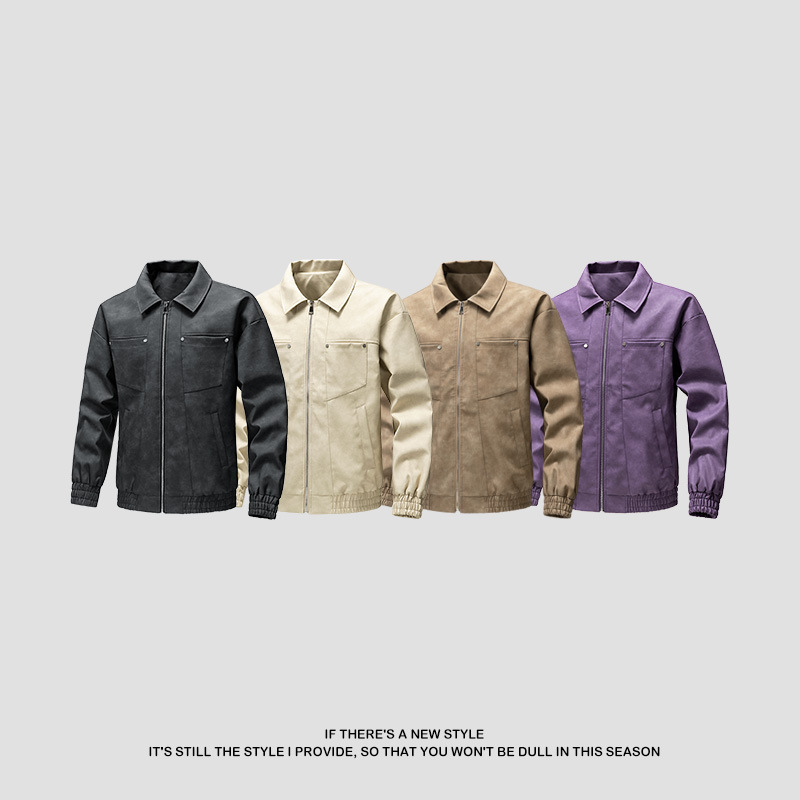 Transfronterizo chaqueta de cuero 2024 primavera y otoño color sólido personalidad con solapa de moda para hombres delgada chaqueta de cuero PU casual americana para hombres