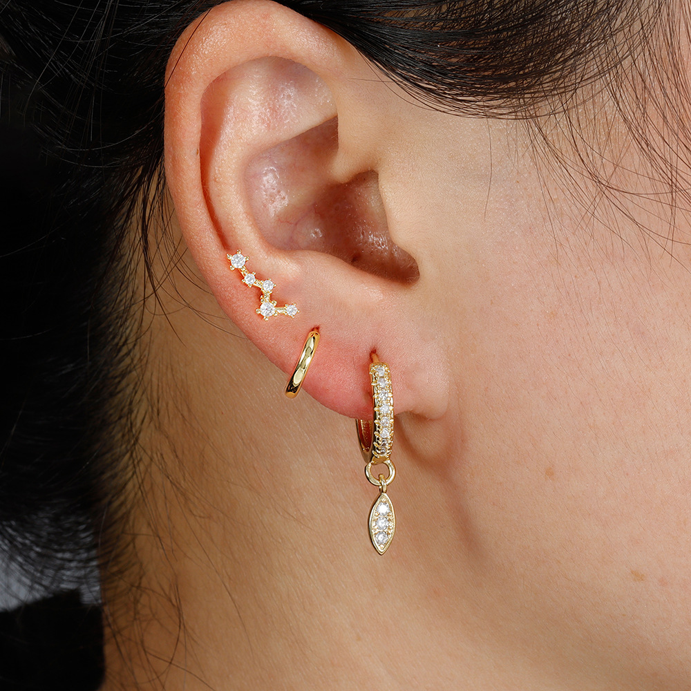 9g Weight Copper Ear Needle Material 18K Gold Plated Plating Material Zircon Inlay Material Charm Sleeper Hoop Earrings, Drop Earrings Classification 1 Pair Quantity Daily Occasion Copper Material Cross, Water Droplets, Lightning Pattern All Seasons Season Women's Gender Vintage Style Style 1 Pair Vintage Style Cross Water Droplets Lightning Copper Zircon 18K Gold Plated Drop Earrings 2