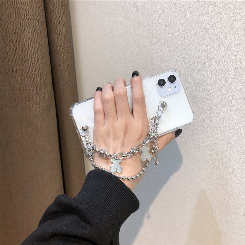 Korean style ins bear chain iPhone12 mob...