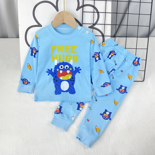 Children's underwear set, pure cotton boy's new autumn and winter pajamas, baby autumn clothes, autumn pants, home wear, children's clothing wholesale