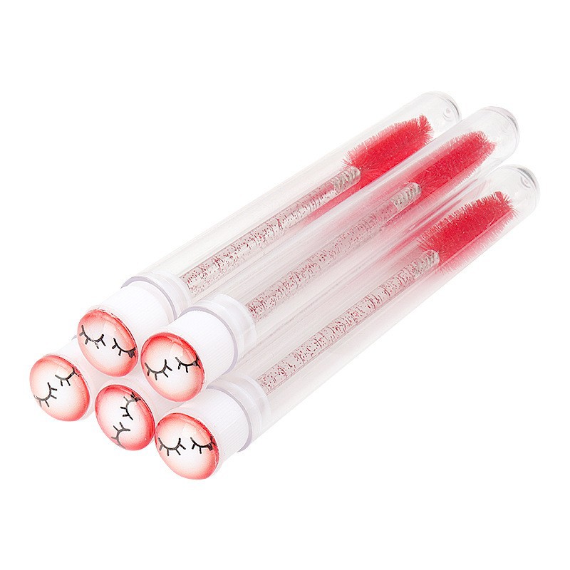 Cepillo para pestañas con tubo perforado, cepillo para pestañas desechable con varilla de cristal, peine para cejas, cepillo para pestañas portátil para maquillaje