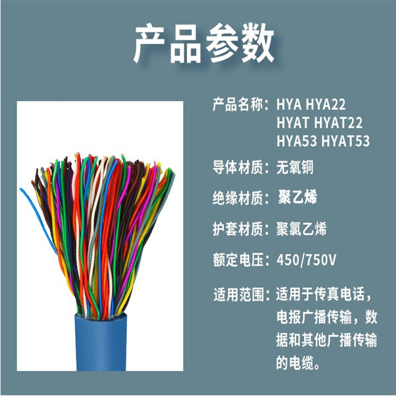 HYA53 2*2*0.8电缆 HYAT53 铠装通讯电缆 ZR-HYA电缆线 电话线