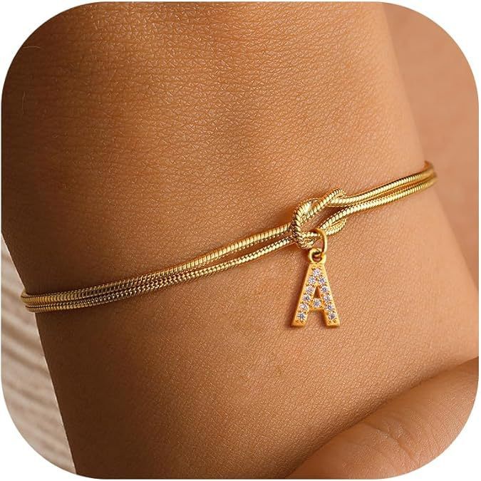 Amazon new zircon 26 letter bracelet fashion concentric knot round snake bone bracelet couple friendship bracelet