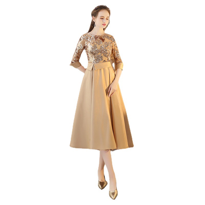 Elegante abito da sera lungo per donna - Abito da banchetto formale con gonna fluida, abito per esibizioni corali e occasioni speciali_voghion.com