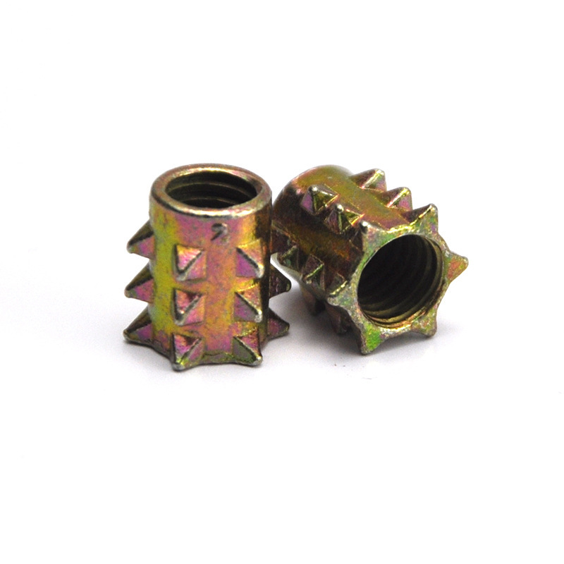 Non-intermediate embedded barbed nut furniture fastener zinc alloy connector barbed nut M3M4M5M6 factory direct sales