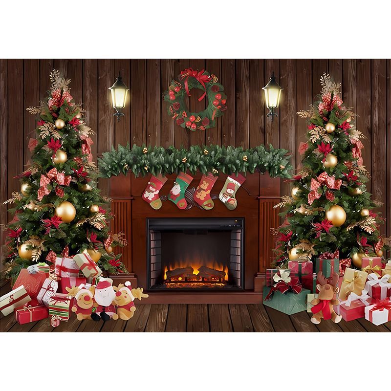 2025国境を越えたアマゾンのギフトボックスクリスマスのドアの幅の背景の布の丸い写真の道具のパーティーの装飾の旗|undefined