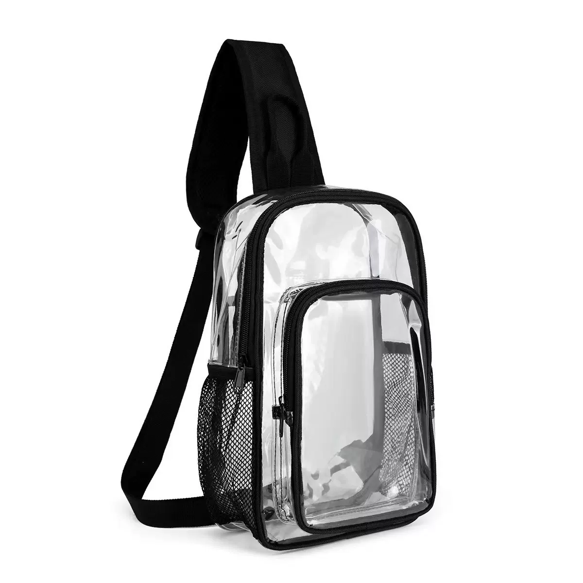 亚马逊pvc透明胸包防水男士包包运动健身腰包音乐会斜挎包单肩包