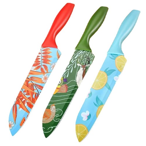 Stainless steel household fruit knife, kitchen knife, meat slicing knife, printed knife, kitchen baby food knife, dormitory knife