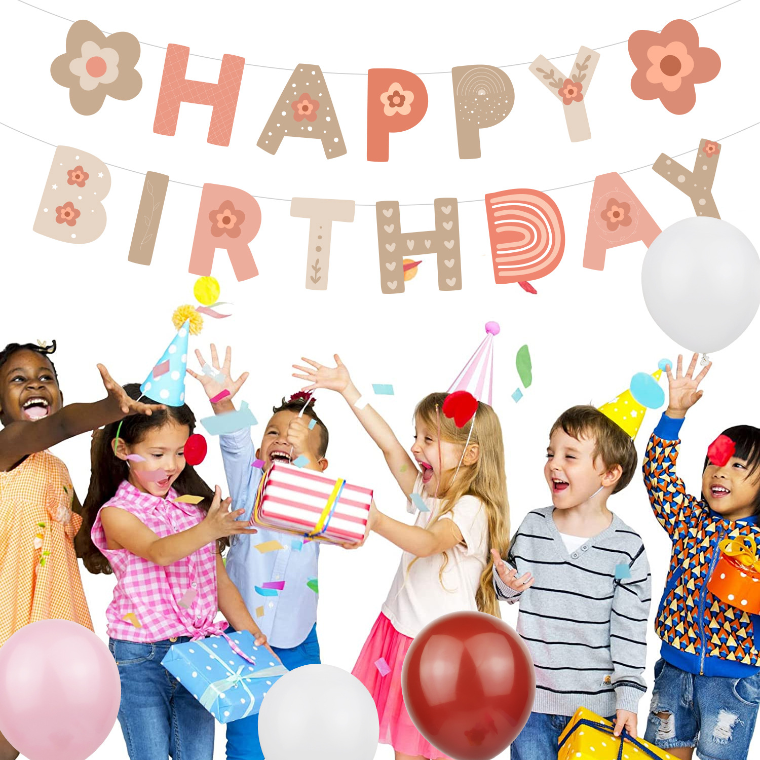 Tema de dibujos animados fiesta cumpleaños tirar de la bandera vehículo de ingeniería feliz birthday cumpleaños dinosaurio camión de bomberos banner