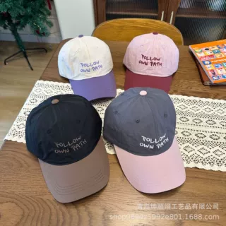时尚撞色拼接棒球帽女夏薄款速干防晒遮阳帽韩版字母刺绣鸭舌帽男