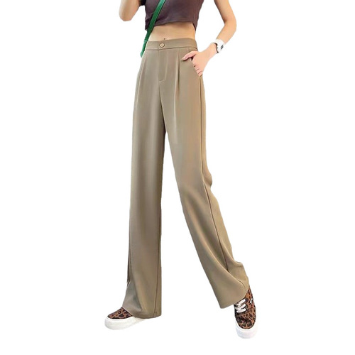 2025 New Spring Black Versatile High-Waisted Drape Casual Thin Loose Slimming Straight West Pants Long Pants