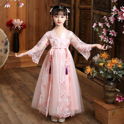 Girls Hanfu little girl girls kimono dresses hanfu Fairy dresses fairy elegant children Princess Dress