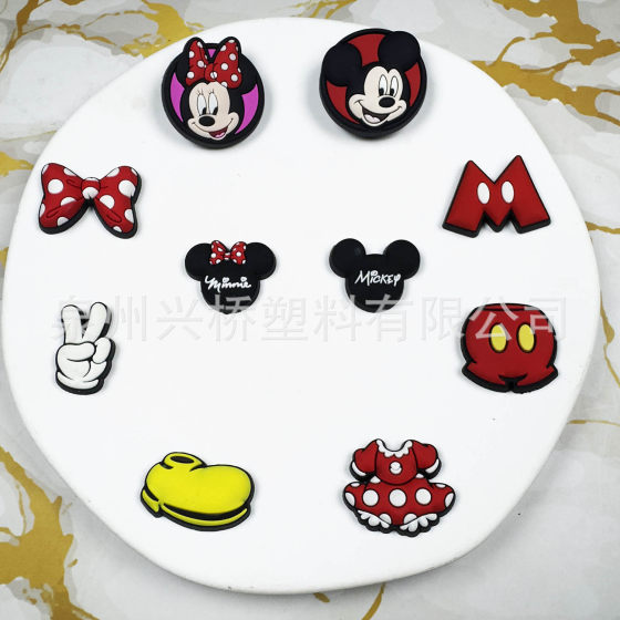4mm Thick high quality Hole Shoes Flower Shoe Buckle Amazon in stock Cute Animal Mickey Mouse Shoe Accessories Buckle