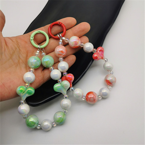 Xiaohongshu same style two-color colorful mobile phone chain live broadcast same style handmade beaded chain bag mobile phone case pendant for women
