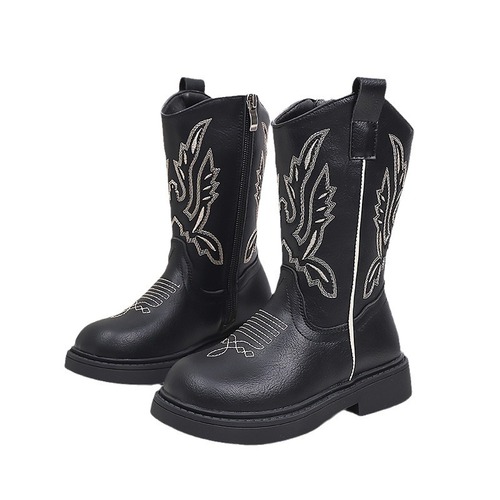 Children's Martin Boots 2025 Autumn New Embroidered Retro Boots for Girls Soft Sole Chelsea Mid-Center Boots