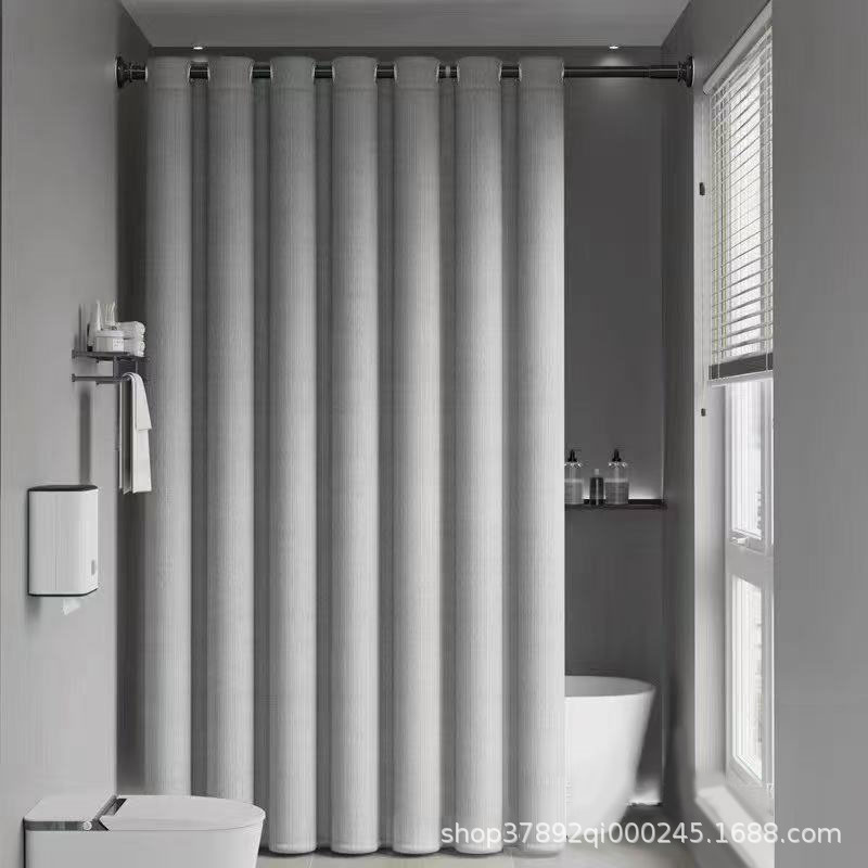 High-grade thick bathroom shower curtain fabric double-sided waterproof bathroom curtain partition curtain solid color non-perforated mildew proof shower curtain
