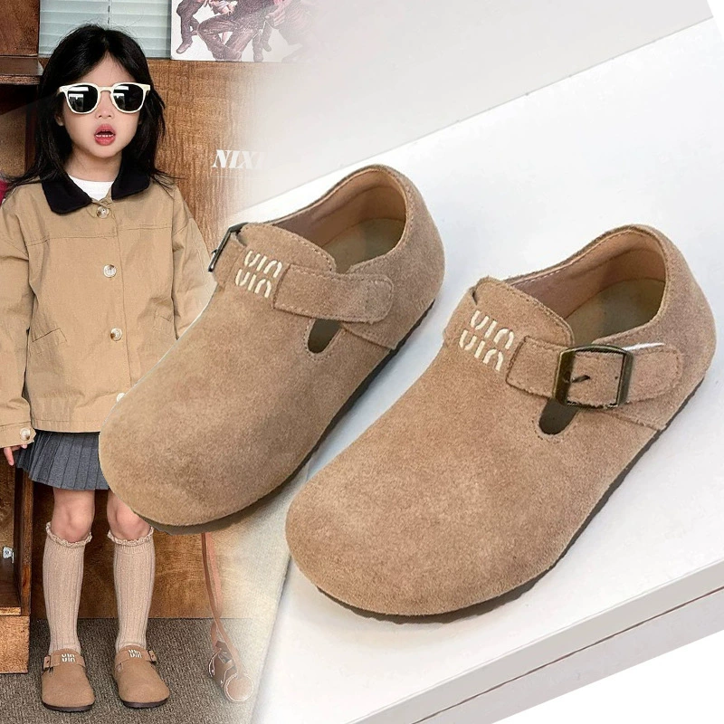 Кожаные туфли для девочек, весна-осень 2025, новые детские туфли Birkenstock в британском стиле, туфли-бини для мальчиков, маленькие кожаные туфли на мягкой подошве для малышей