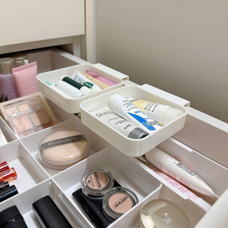 Drawer Hanging Storage Box with Built-In Deep Drawer, Upper and Lower Layered Organizing Box, Cabinet Wall-Mounted Divider Box