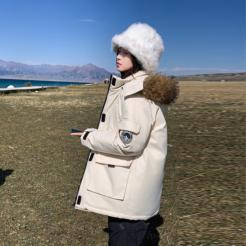 2024 hombres y mujeres superan herramientas de montaña plumón chaqueta de algodón medio largo abrigo de marea cálido de invierno nuevo