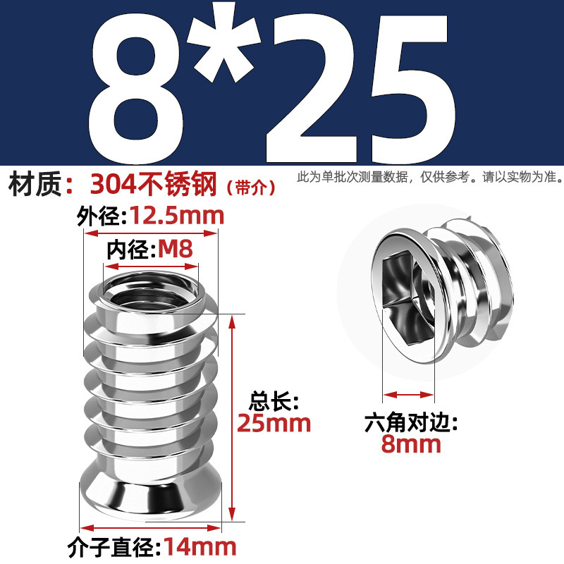 Tuerca de dientes internos y externos de carpintería cabeza hundida tuerca de muebles hexagonal interior pieza incrustada tapa de tornillo trapezoidal mm4m5m6m8m10