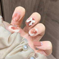 X031假指甲貼片可拆卸桃桃愛心蝴蝶手感磨砂穿戴甲美甲片美甲貼片