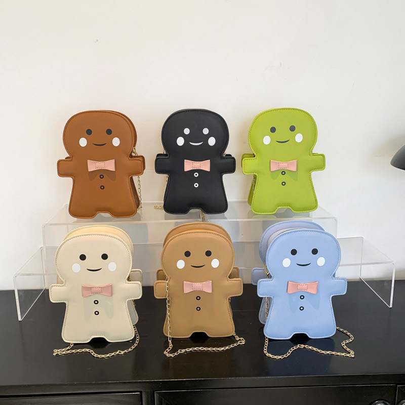 Bolso de hombro de moda simple 2024 invierno nuevo lindo muñeco de nieve de dibujos animados bolso de nicho cadena de horno oblicuo