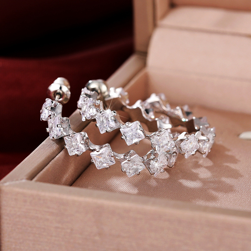 Orecchini a lobo in zircone e cristallo per donna e uomo eleganti_voghion.com