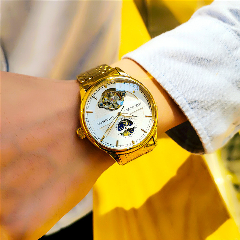 Transmisión en vivo con productos de alta gama para hombres guapo de moda impermeable Tourbillon Reloj mecánico automático para hombres impermeable luminoso 1922