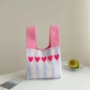 Blue and white vertical striped small hearts