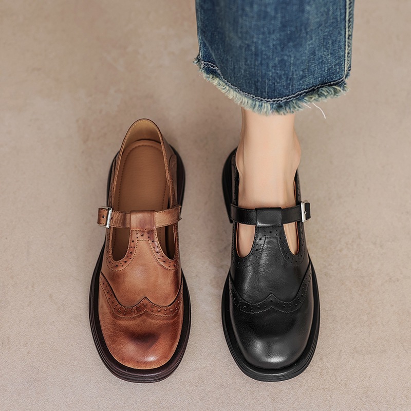 Demi-season retro vintage Mary Jane shoes platform
