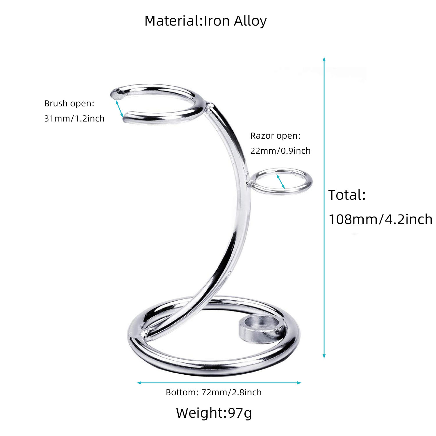Soporte para brochas de afeitar de 31 mm para hombre, en stock, estante de almacenamiento de metal para rasuradoras, colgador de baño.