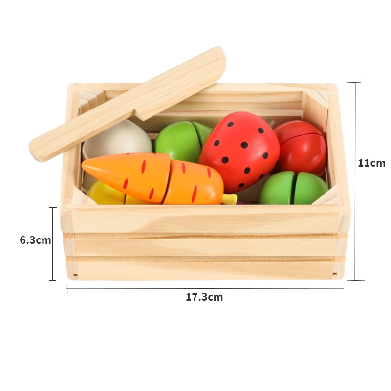 Madera niña niña pastel de cumpleaños té de la tarde fruta corte música cocinar simulación juguete de madera casita