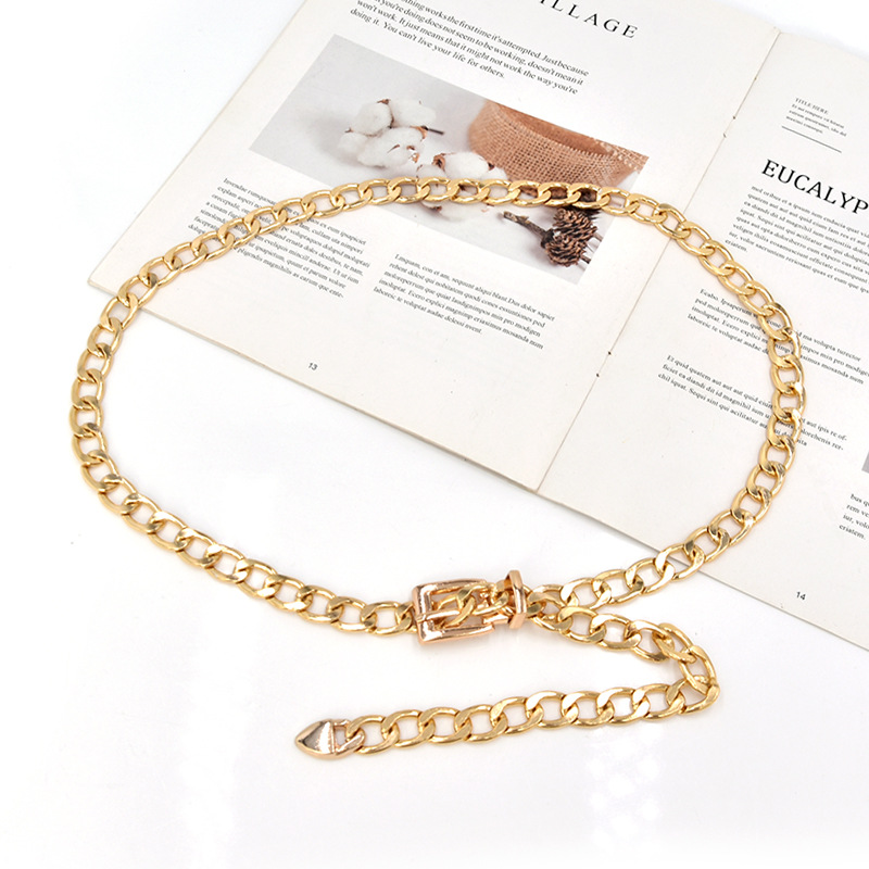 Cadena de la cintura decorativa de las mujeres cinturón Delgado simple todo partido con vestido metal hebilla cadena de hierro moda ventas directas de la fábrica