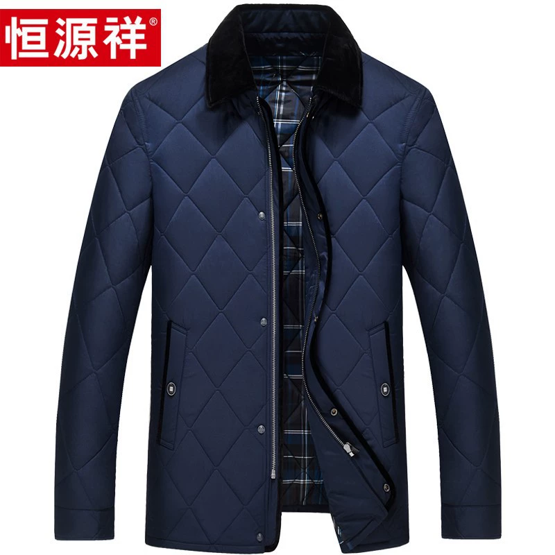 Мужское пальто Hengyuanxiang с хлопковой подкладкой для пап среднего и пожилого возраста, деловое пальто с лацканами на осень и зиму, теплая утепленная куртка, пальто с хлопковой подкладкой