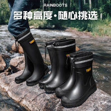 韩版束口涉水胶鞋多高度雨靴束口松紧绳登山防水鞋防滑雨鞋涉水靴