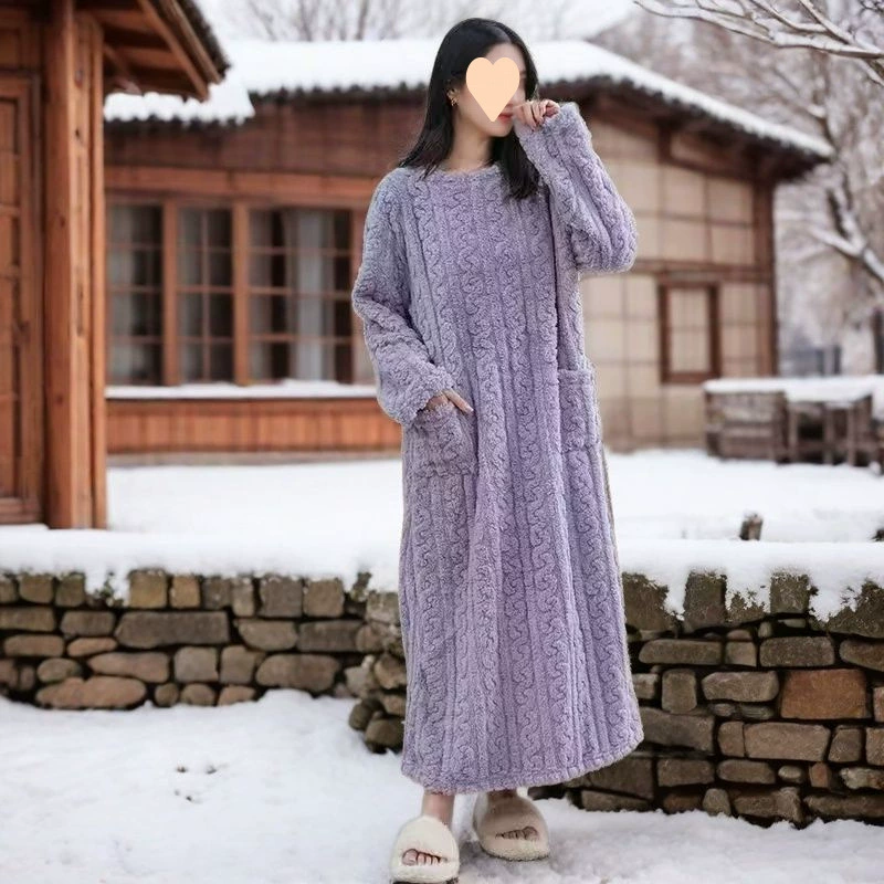 Длинный коралловый халат, тёплый свободный крой, юбка 115 или 130 см