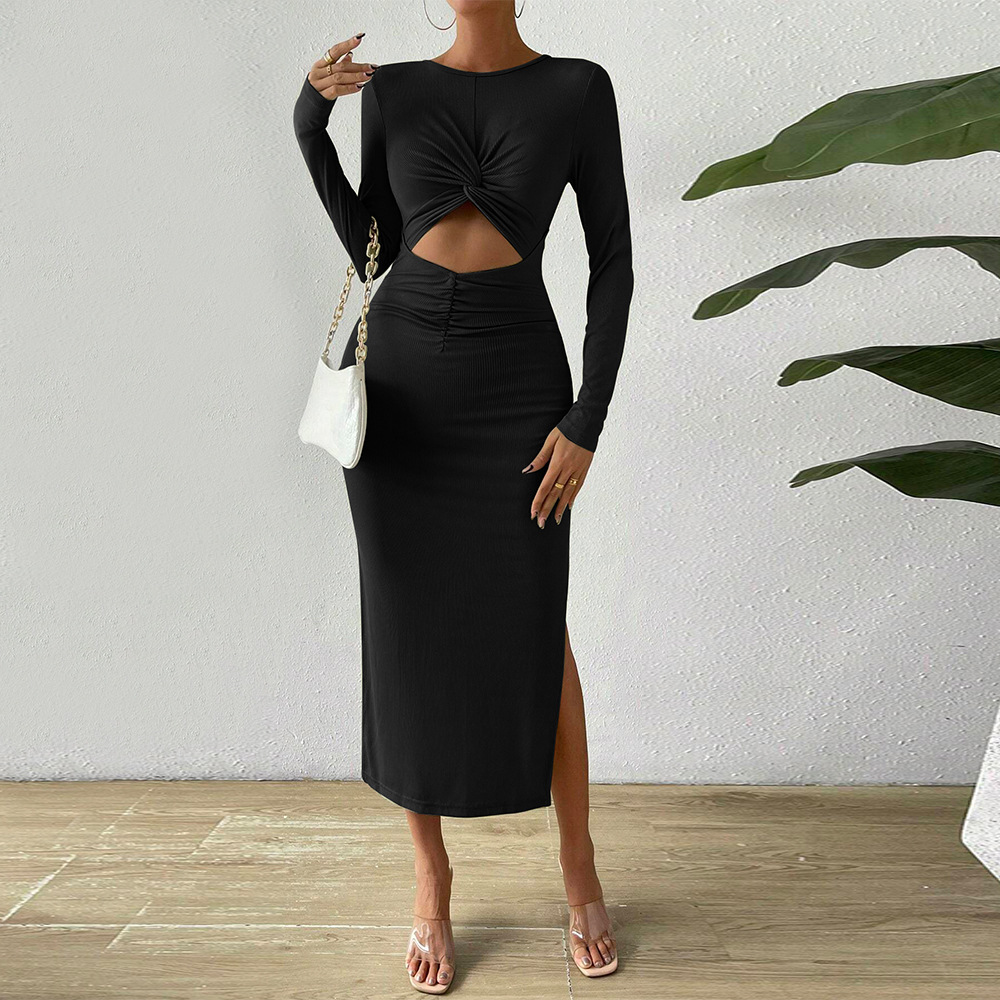 Sexy Hollow Out Split Bodycon Dress Autumn Winter Collection Perfect for Parties Wholesale Available