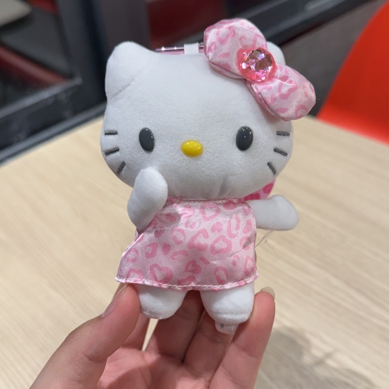 猫咪豹纹 黑皮贵妇粉色 长腿猫咪挂件毛绒公仔爱心扣挂饰1|undefined