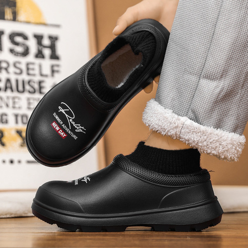 Waterproof Cotton Slippers Women Bag Heel Winter Outwear New Thick Sole Anti-Slip Warm Fleece Cotton Shoes for Ladies