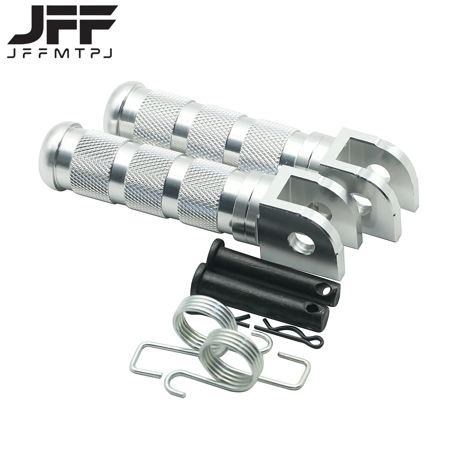 Cnc Aluminum Alloy Motorcycle Footrests, Universal Folding Modified Footpegs with Spring Mounting Accessories