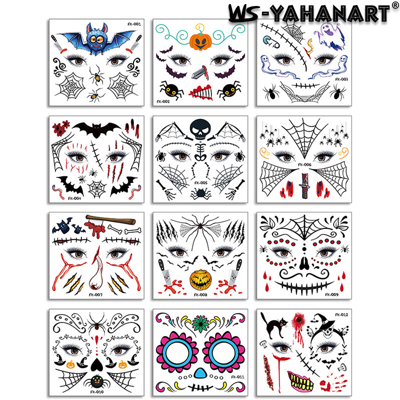 Tatuajes Temporales Faciales de Halloween de Papel de Transferencia para Mascaradas