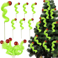 クロスボーダーのクリスマスの熱い販売の緑の毛の奇妙なグリーンキーの毛のふわふわしている赤い果実の挿し木の部品のクリスマスツリーの扉は装飾の花束を掛けます。