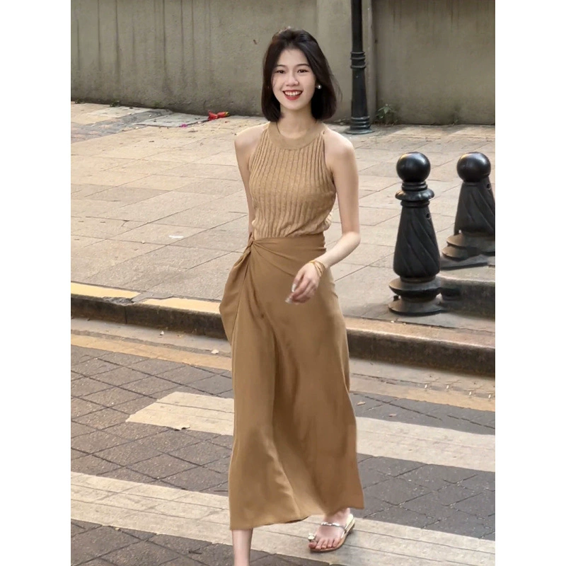 2025 летний новый трикотажный жилет без рукавов