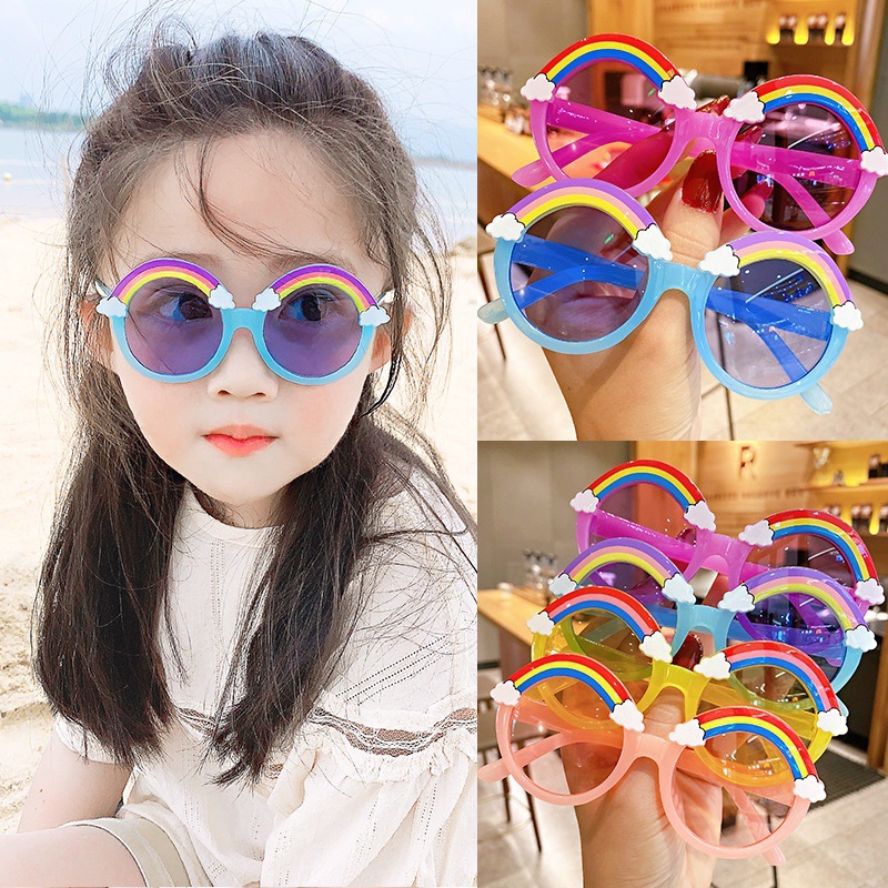 2022 New Japanese & Korean Trend Party Children's Rainbow Round Frame Ocean Piece Unisex Baby Selfie Glasses